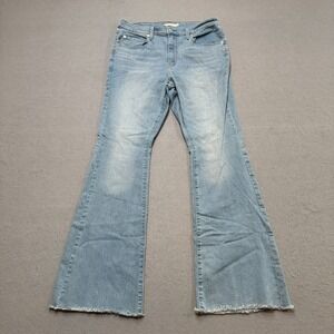 Levi's 726 Flare Jeans Women's 32 Blue Denim Light Wash High Rise Frayed Hem Y2K